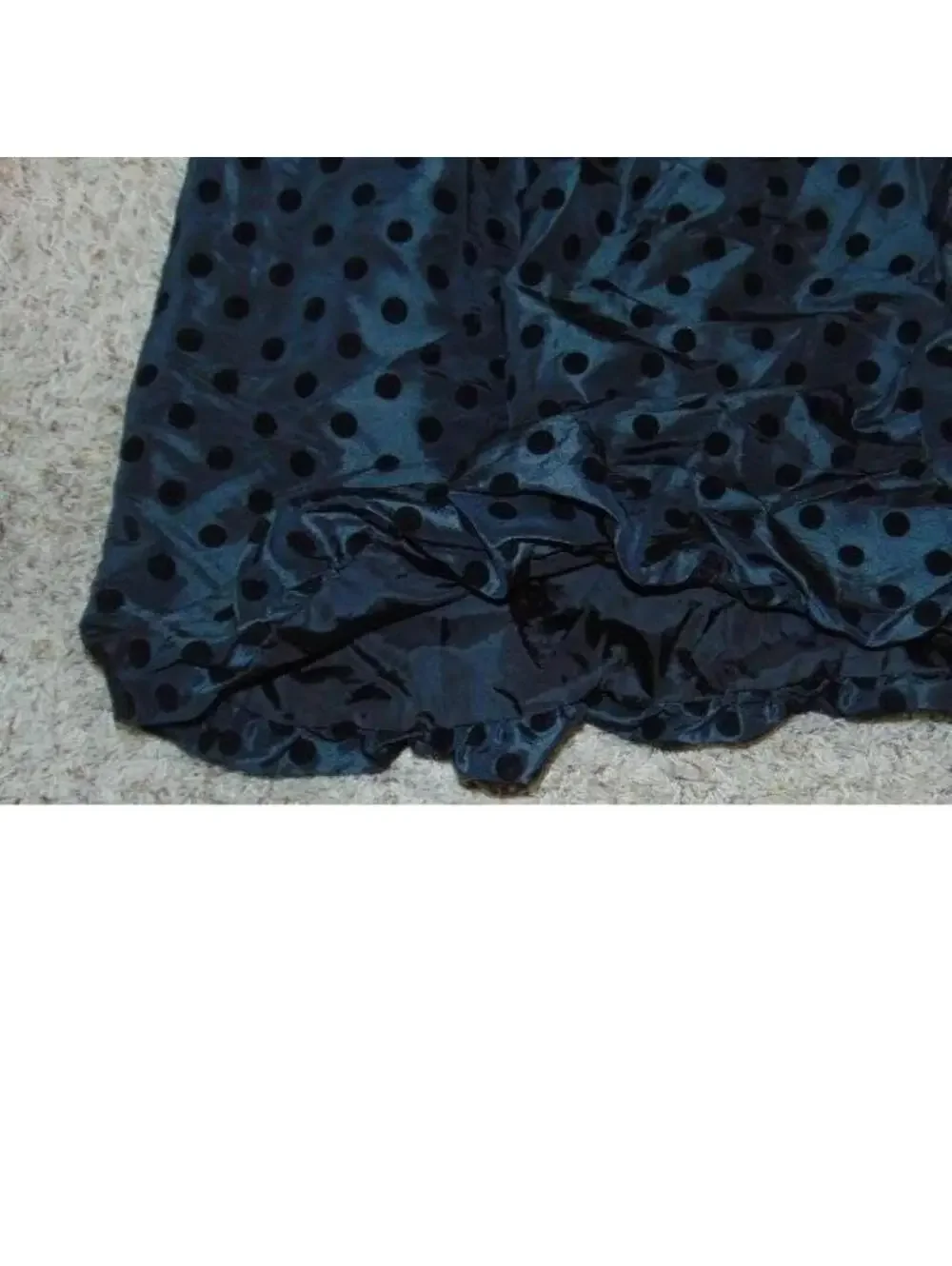 Cherokee Taffeta Party Dress Girls 14 Black Velvet Polka Dot Bubble Hem Zip